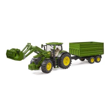 Bruder John Deere 7R 350 with frontloader and tandemaxle tipping trailer (03155)