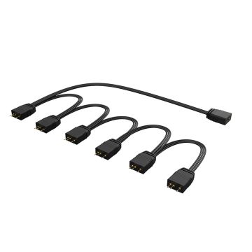 Akasa aRGB splitter cable, 1-to-6, 3-pin Black (AK-CBLD13-85BK)