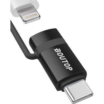 BOUTOP 60 W (Apple MFi Certified) Lightning to USB C Adapter for Fast Charging Compatible with all iPhone 15 Models (C33-1P-B)