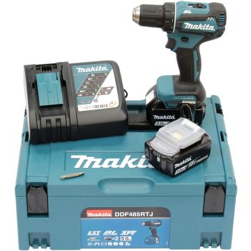 Makita DDF485RTJ + 2pcs 5.0Ah Battery + Makita DC18RC Battery Charger