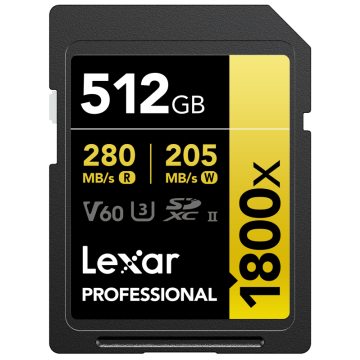 Lexar SDXC Pro 1800x U3 UHS-II R280/W205 (V60) 512GB (LSD1800512G-BNNNG)