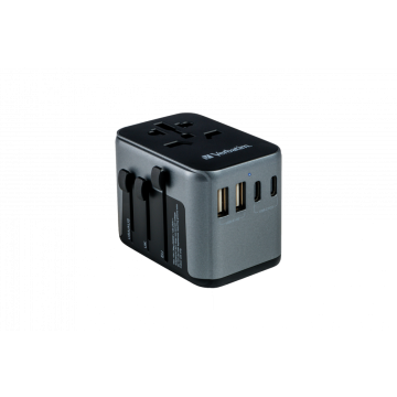 Verbatim Universal Travel Adapter with USB‑C PD and QC, 2 USB‑C and 2 USB‑A
