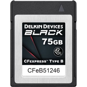 Delkin Devices 75GB BLACK CFexpress Type B 1725/1240 MB/s Memory Card (DCFXBBLK75)