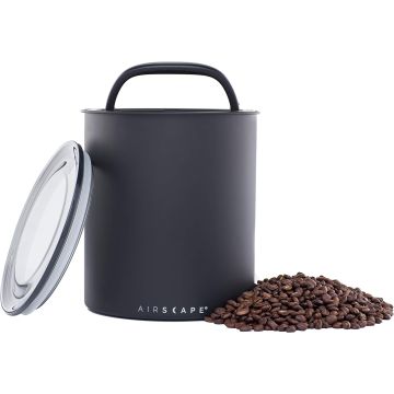Planetary Airscape Coffee Storage Jar (1.1kg Dry Beans) Patented Airtight Lid Pushes Air Out to Preserve Food Freshness (Black) (645771002619)