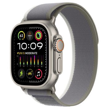 Apple Watch Ultra 2 GPS + Cellular 49mm Titanium Case with Green/ Grey Trail Loop (S/ M) MRF33