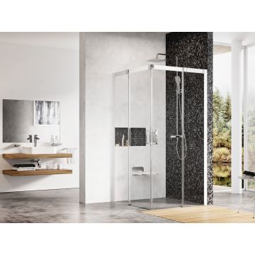 Ravak Dušas Stūris MSRV4-100/100 Balts+Caurspīdīgs Stikls (1WVAA100Z1)