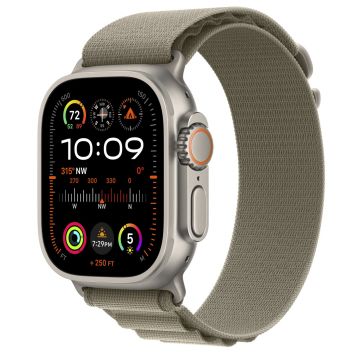 Apple Watch Ultra 2 GPS + Cellular 49mm Titanium Case with Olive Alpine Loop (Small) MREX3