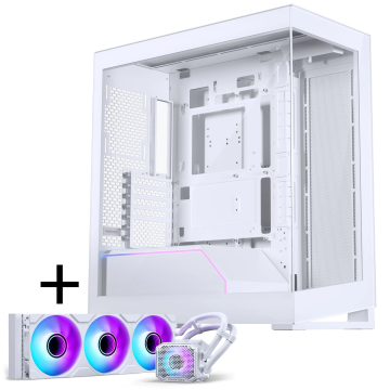 PHANTEKS NV-Serie NV5 MK2 ATX-Gehäuse, Tempered Glass, DRGB - Matte White + Glacier One 360M25 Gen2 DRGB AiO - 360mm