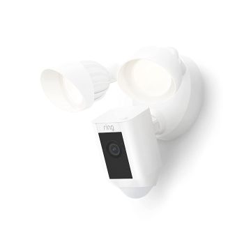 Ring Floodlight Cam Wired Plus 1080p HD Video, motion-activated LED floodlights, built-in siren, hardwired installation White