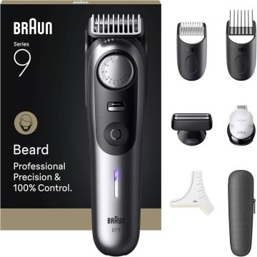 Braun BT9520 Series 9 Beard Trimmer with 7 Tools Precision Wheel Locking Waterproof Chrome