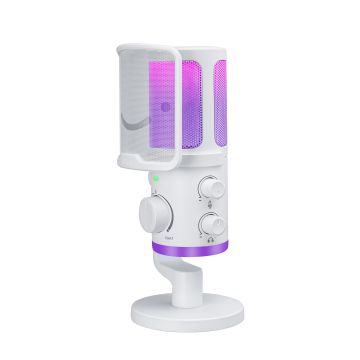 FIFINE AmpliGame AM6W Wired Microphone with RGB Lighting USB