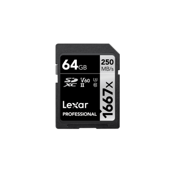 Lexar Professional 1667x SDXC 64GB Class 10, UHS-II (U3), V60, R250/W90 (LSD64GCB1667)