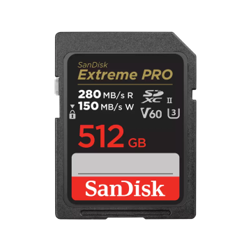 Sandisk SDXC Extreme Pro 512GB 280MB/s UHS-II V60 6K, 4K UHD, U3, C10 (SDSDXEP-512G-GN4IN)