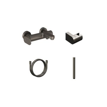 Ravak Eleganta Wall-Mounted Bathtub Tap with Set Graphite Brushed (X07S136)