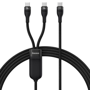 Baseus Flash Series 2in1 USB cable USB-C to USB-C 100W, 1.5m Black (CASS060001)