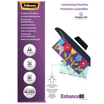 Fellowes ImageLast A4 80 Micron 25 Pack Laminator Pouch (5396205)