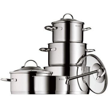 WMF Provence Plus 5-Piece Cookware Set with Glass Lids, Polished Cromargan Stainless Steel Cooking Pots & Saucepan