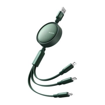 Mcdodo CA-7257 3in1 USB to USB-C / Lightning / Micro USB Cable, 3.5A, 1.2m Green