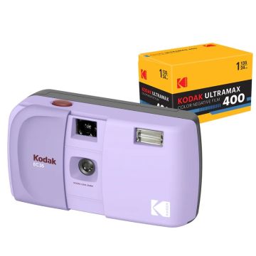Kodak EC35 35mm Film Camera Bundle with Kodak Ultramax 400/24EXP 35mm Roll Film Lavender