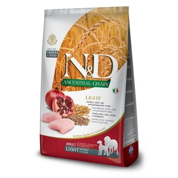 Farmina N&D Ancestral Grain Dog Light Chicken Spelt Oats and Pomegranate Adult Medium and Maxi 12kg (8010276030511)