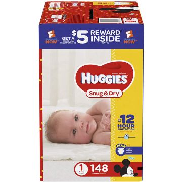Huggies Snug & Dry Giga Jr Pack - 148 pieces, Size 1 - Disney Mickey Mouse (036000431070) (Ražots ASV)