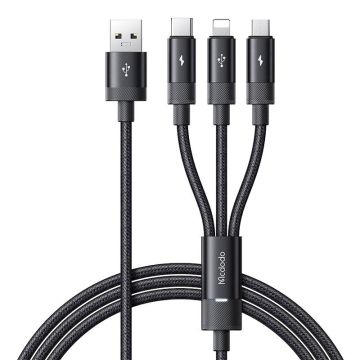 Mcdodo CA-5790 3in1 USB to USB-C / Lightning / Micro USB Cable, 3.5A, 1.2m Black