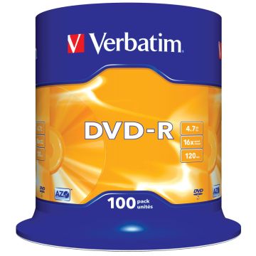 Verbatim DVD‑R Discs AZO 4.7 GB data storage (100‑pack)
