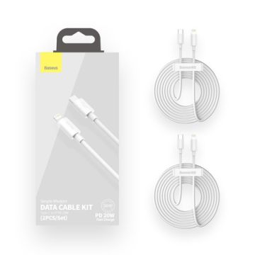 Baseus Simple Wisdom Data Cable Kit USB-C to Lightning PD 20W 2pcs 1.5m White (TZCATLZJ-02)