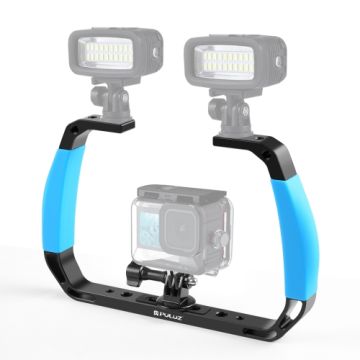 Puluz PU926L Dual Silicone Handles Aluminium Alloy Underwater Diving Rig for GoPro, DJI OSMO Action, Insta360 and Other Action Cameras Blue