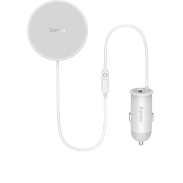 Baseus wireless car charger with MagSafe 15W holder for air vent + USB-A 25W white (CW01)
