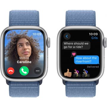 Apple Watch Series 9 GPS 41mm Silver Aluminium Case with Winter Blue Sport Loop MR923