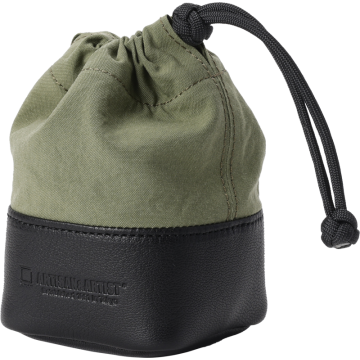 Artisan & Artist ACAM-LP120 Fabric and Leather Lens Pouch (S) Khaki/Black