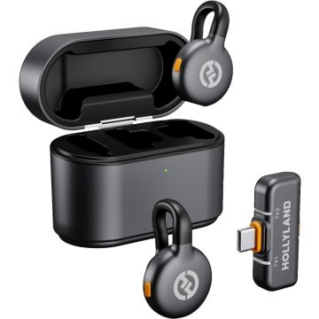 Hollyland LARK M2S Duo Wireless Lavalier Microphone with USB-C Plug (Duo, Space Gray)