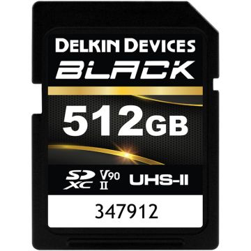 Delkin Devices SDXC 512GB BLACK UHS-II R300/W250 (V90) Memory Card (DSDBV90512BX)