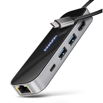 Axagon USB-C 6in1 Glass Hub 0.2m HMC-6GLN (HMC-6GLN)