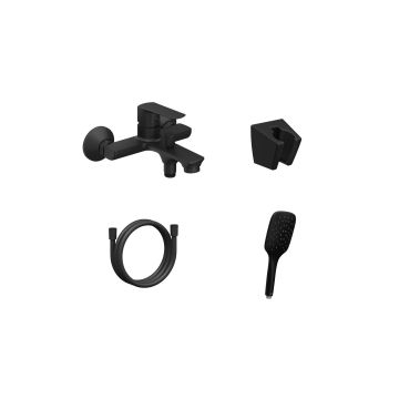 Ravak LF 022.20BLM.+S Wall-mounted Bathtub Tap With Shower Set Matt Black (X07S110)