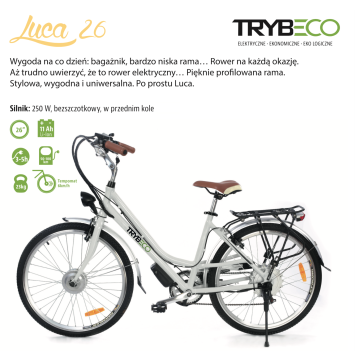 TrybEco Electric Bike Luca 26 White Pearl