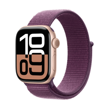 Apple Watch Series 10 GPS + Cellular 46mm Rose Gold Aluminium Plum Sport Loop MWY83