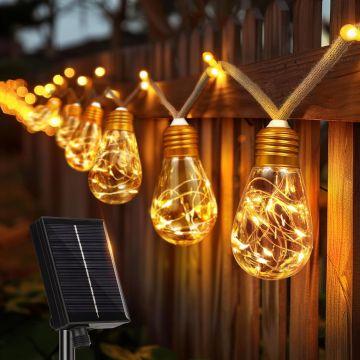 Aisutha Solar String Lights Outdoor, Outdoor Solar String Lights with 16 Bulbs, [6M+2M] Solar String Lights Outdoor, 8 Modes, Outdoor (Warm White) (WG-SLL-16L)