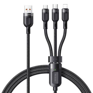 Mcdodo CA-0930 3in1 USB to USB-C / Lightning / Micro USB Cable, 6A, 1.2m Black