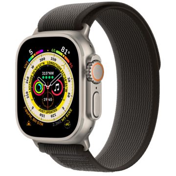 Apple Watch Ultra GPS + Cellular, 49mm Titanium Case with Black/ Gray Trail Loop - S/ M MQFW3EL/A