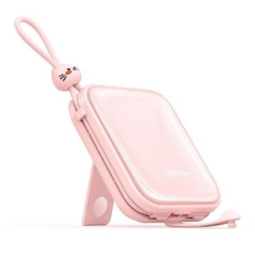 Joyroom Powerbank with USB-C / Lightning Cables and Stand Cutie Series 10000mAh 22.5W, Pink (JR-L008)