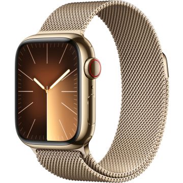 Apple Watch Series 9 GPS + Cellular 45mm Gold Stainless Steel Case with Gold Milanese Loop MRMU3