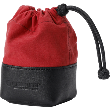 Artisan & Artist ACAM-LP120 Fabric and Leather Lens Pouch (S) Red/Black