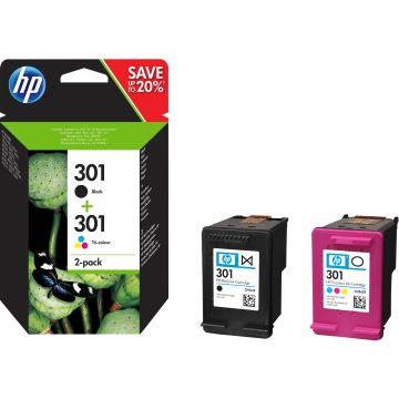 HP 301 2-pack Black/Tri-color Original Ink Cartridges (N9J72AE)