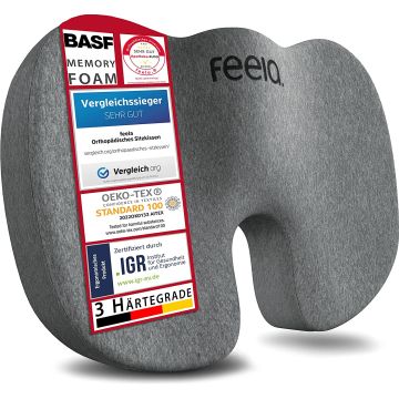feela. Premium Orthopaedic Seat Cushion (Dark Grey Color, Medium, 50-80kg)