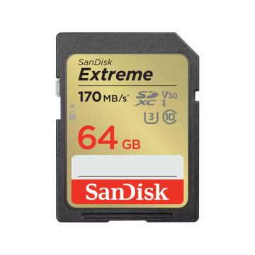 SanDisk Extreme SDXC 64GB 170/80 MB/s UHS-I U3 (SDSDXV2-064G-GNCIN)