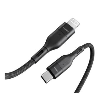 VEGER CL01 USB-C to Lightning Cable 1.2m for Apple iPhone / iPad, with Nylon Weave, Black