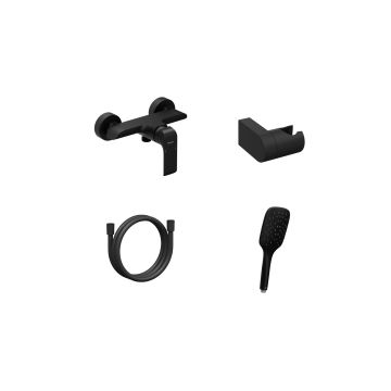 Ravak FL 032.20BLM.+S Wall-mounted Shower Tap With Shower Set Matt Black (X07S116)