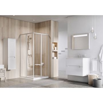 Ravak Shower Corner SRV2-90 195 S White + Glass Grape (14V701O2ZG)